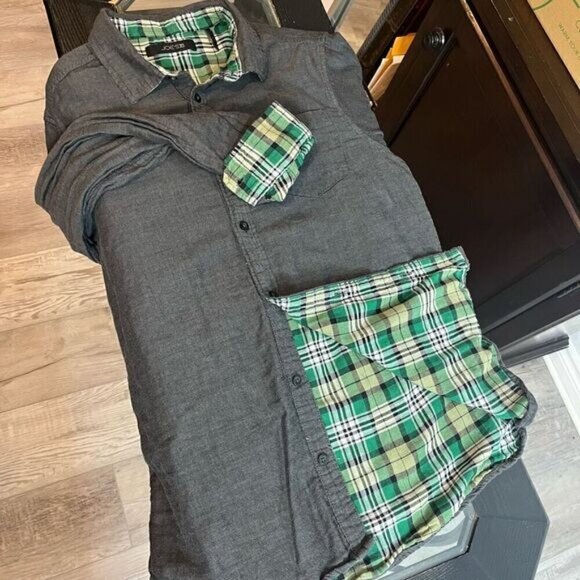 Joe's Jeans Men's Chambray Plaid Long Sleeve Button Up Shirt Gray Size Large - Picture 12 of 12